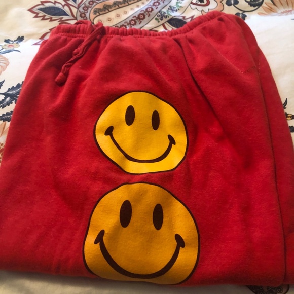 Authentic Aviator Nation sweatpants Red with smiley face - Picture 2 of 4